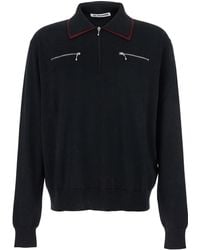 Jil Sander - Sweater With Classic Collar And Front Zip Pockets - Lyst