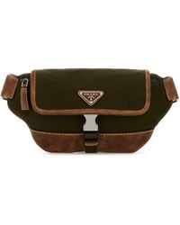 Prada - Two-Tone Re-Nylon And Suede Belt Bag - Lyst