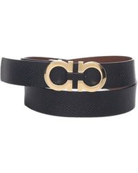 Ferragamo - Double-Sided Leather Belt With Gancio Buckle - Lyst
