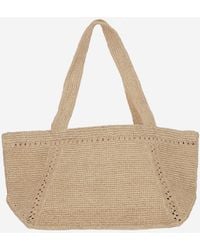 Patou - Large Raffia Bag With Logo Shoulder - Lyst
