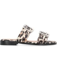 Ganni - Feminine Leopard Slides Elastane Sandal - Lyst