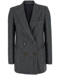 Blazé Milano - Double-Breasted Jacket Wool Blend Virgin Blazers - Lyst