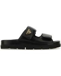 Prada - Nappa Leather Slippers - Lyst