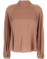 Semicouture - Crewneck Blouse With Rear V Neck And Rear Bow Closure - Lyst