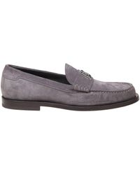 Dolce & Gabbana - Suede Loafers With Dg Logo - Lyst