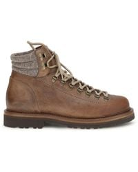 Brunello Cucinelli - Mountain Boots Leather With Wool And Cashmere Inserts - Lyst