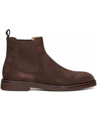 Brunello Cucinelli - Chelsea Ankle Boots Mocha Suede - Lyst