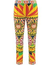 Dolce & Gabbana - Cropped Pants Carretto Print Cotton Trousers - Lyst