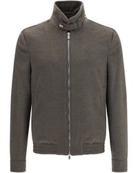Brunello Cucinelli - Wool Zip Jacket With High Collar Merino Ovis Aries - Lyst