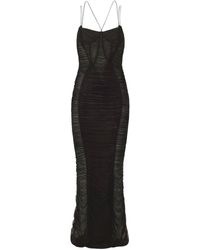 Mugler - Backless Ruched Mesh Gown - Lyst