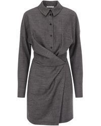 Patrizia Pepe - Melange Lyocell-Blend Chemisier Mini Dress - Lyst