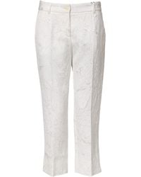 Dolce & Gabbana - White Cotton Floral Jacquard Pants - Lyst