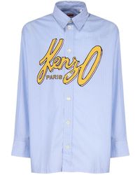 KENZO - Cotton Shirt With Stylized Logo - Lyst