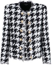 Balmain - 'Spencer' And Jacket With All-Over Check Motif And Fringed Hem - Lyst