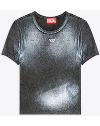 DIESEL - T-Ele-N1 Ribbed Cotton T-Shirt With Metallic Coating - Lyst