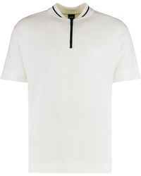 BOSS - Cotton Blend Polo With Zipper Collar Lyocell Shirts - Lyst