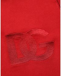 Dolce & Gabbana - Red Embroidered Logo Hooded Full Zip Sweater - Lyst