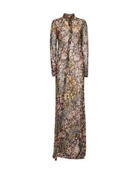 Dries Van Noten - Aubergine Mini Floral Patchwork-Print Jacquard Dalima Long Shirt Dress - Lyst