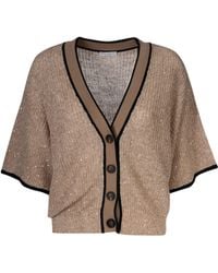 Brunello Cucinelli - Ribbed Cropped Cardigan - Lyst