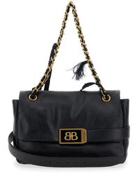 Balenciaga - Crossbody Bag With Logo Plaque Calf Shoulder - Lyst
