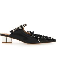 Ganni Eyelets Lace Up Mule in Black | Lyst