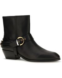 Pinko - Black Calf Leather Bos Taurus Ankle Boots - Lyst