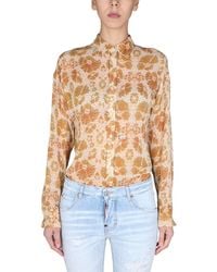 DSquared² - Textured Crepe Shirt With Classic Collar - Lyst