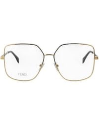 Fendi - Eyeglasses Square Full Rim, Frame And Clear Demo Lenses Lens Fe50009U034 Sunglasses - Lyst