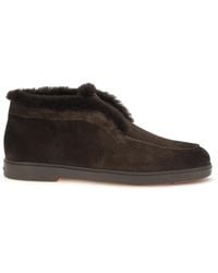 Santoni - Suede Shearling Ankle Boots - Lyst