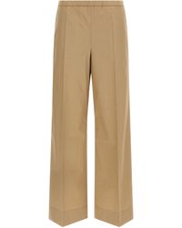 Moncler - Grosgrain Logo Patch Cotton Poplin Trousers - Lyst
