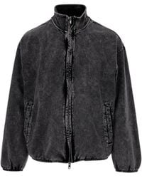 DIESEL - Washed Charcoal Cotton Denim Bomber Jacket - Lyst
