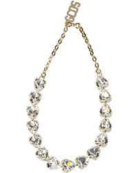 Gcds Crystal Embellished Logo Necklace - White