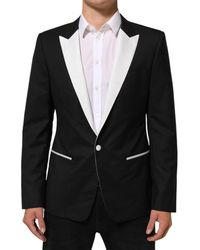Dolce & Gabbana - Black White Martini 1 Button Men Suit Blazer - Lyst
