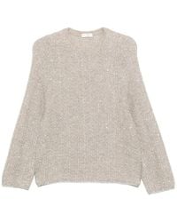 Panicale - Ribbed Knit Sweater With Sequins Alpaca Jumpers - Lyst