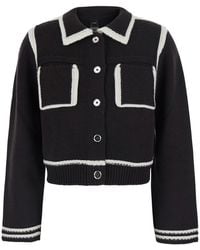 Pinko - Pinko Merino Wool With Contrast Trim Cardigan - Lyst