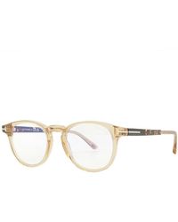 Tom Ford - Eyeglasses Round Full Rim, Light Frame And Clear/-Light Block Lenses Lens Ft5891-B047 - Lyst
