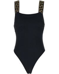 Versace - One Piece Swimsuit With Greek Border - Lyst