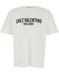 Valentino - Crewneck T-Shirt With Logo Print Cotton T-Shirts - Lyst
