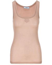 Prada - Sleeveless Logo Top - Lyst