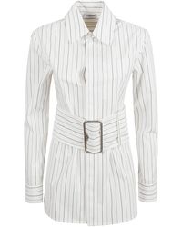 Burberry - Belted Waist Stripe Long Shirt - Lyst