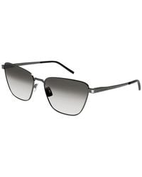 Saint Laurent - Sunglasses Cat Eye Full Rim, Shiny Dark Ruthenium Frame And Gradient Lens Sl551004 - Lyst