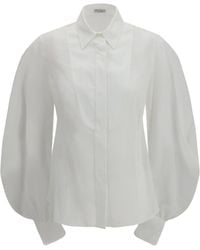 Brunello Cucinelli - Lantern Sleeve Blouse Cotton Shirt - Lyst