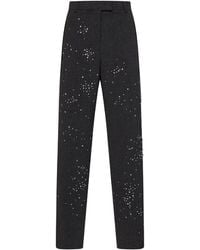 Des Phemmes - Dark Steel Canvas Embroidered Tailored Trousers - Lyst