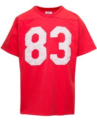 ERL - Red Football T-shirt With 83 Print In Cotton - Lyst
