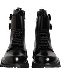 Dolce & Gabbana - Dolce & Gabbana Calf Leather Lace-Up Boots - Lyst