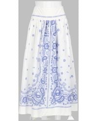 Self-Portrait - Skirt Midi Embroidered Cotton - Lyst