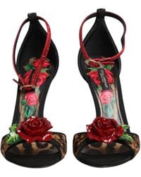 Dolce & Gabbana - Sandals In Carpet Stitch With Leopard Embroidery - Lyst