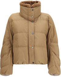 Brunello Cucinelli - Padded Jacket With Shearling Collar - Lyst