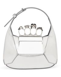 Alexander McQueen - Mini Jeweled Hobo Handbag With Swarovski Crystals And-Tone Metal, Leather - Lyst