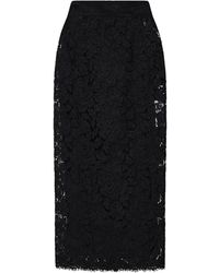 Dolce & Gabbana - Lace Pencil Midi Skirt - Lyst